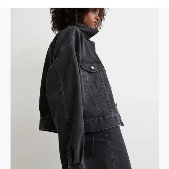 H&M Jackets Coats 9s Vibe Oversized Faded Black Denim Jacket